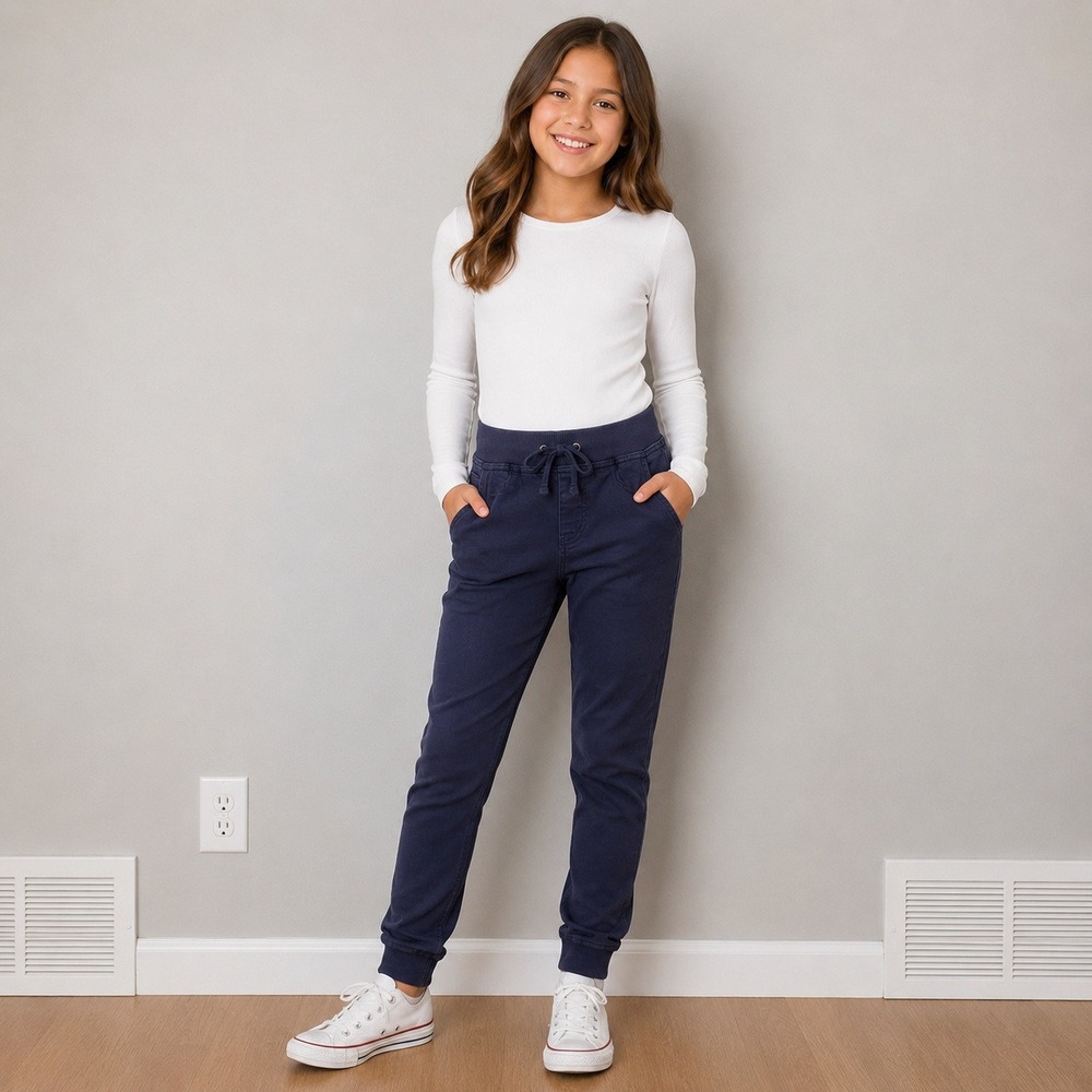 Hanna Andersson Boys Navy Blue Slim Fit Pull On Jogger Pants Size 8 130cm